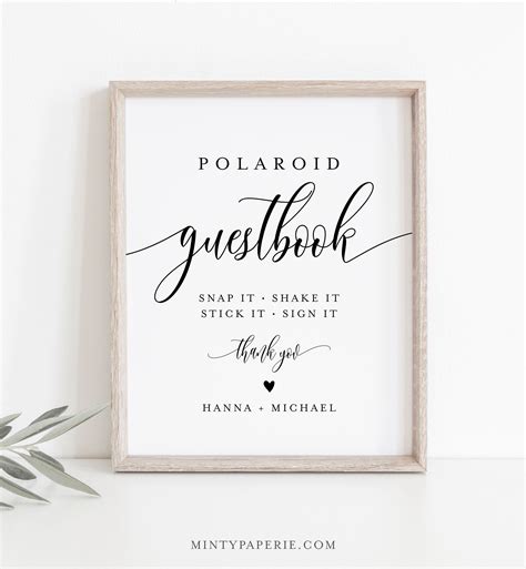 Polaroid Guest Book Sign Template Free Printable Download