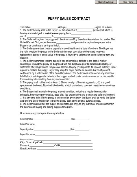 Puppy Sale Contract Templates For Breeders And Owners