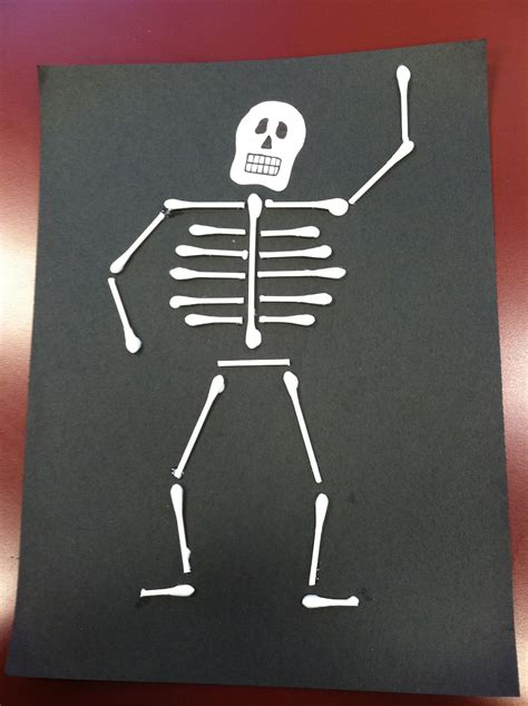 Q-Tip Skeleton Craft Template For Kids