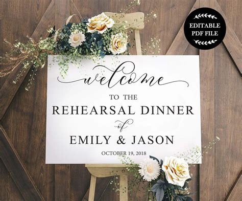 Rehearsal Dinner Sign Template: Make It Personal And Memorable