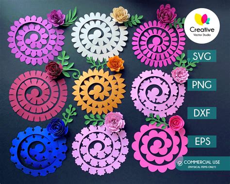 Rolled Paper Flower Templates Free Download