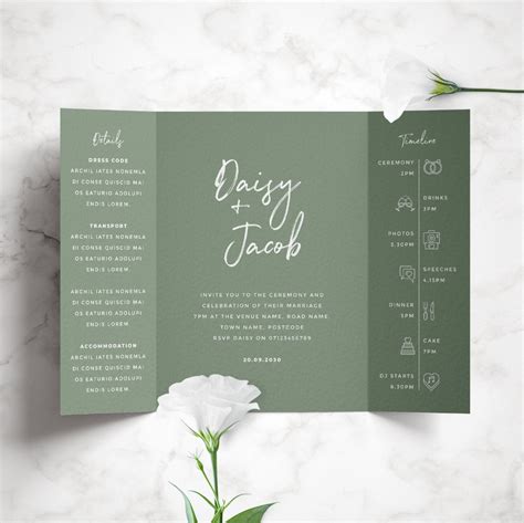 Sage Green Wedding Invitation Template Free Download