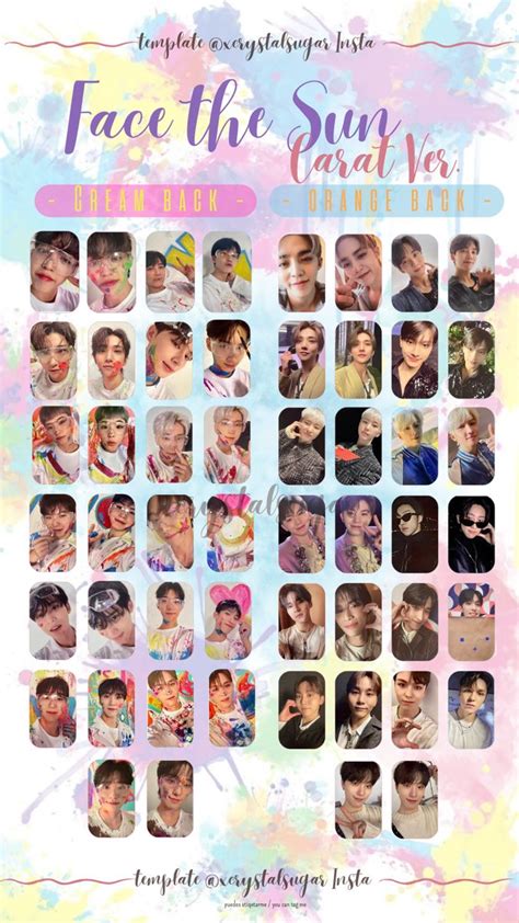 Seventeen Face The Sun Photocard Template Design Guide