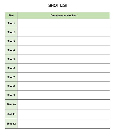 Shot List Template Word: Streamline Video Production Planning