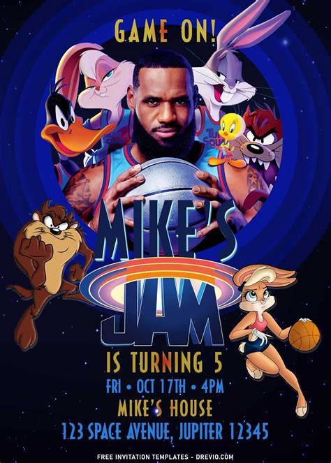 Space Jam Invitation Template Designs And Ideas