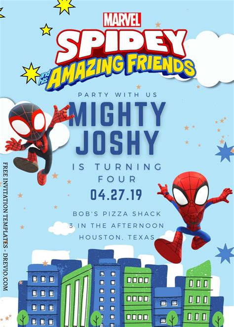 Spidey Friends Invitation Template Free Download