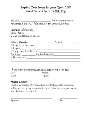 Summer Camp Permission Slip Template Free Download