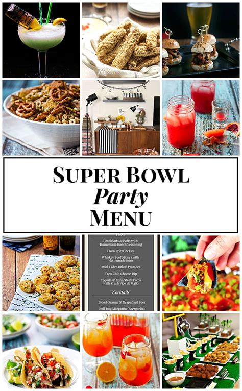 Super Bowl Party Menu Template Ideas