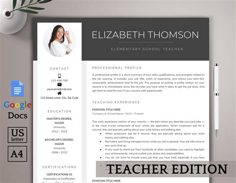 Teacher Resume Template Google Docs Free Download