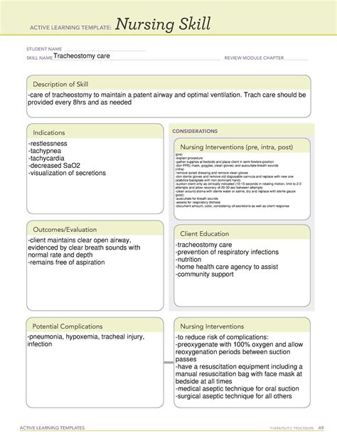 Trach Care Nursing Skill Essential Template And Guide