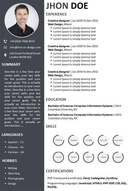 Two Column Cv Template For A Standout Resume