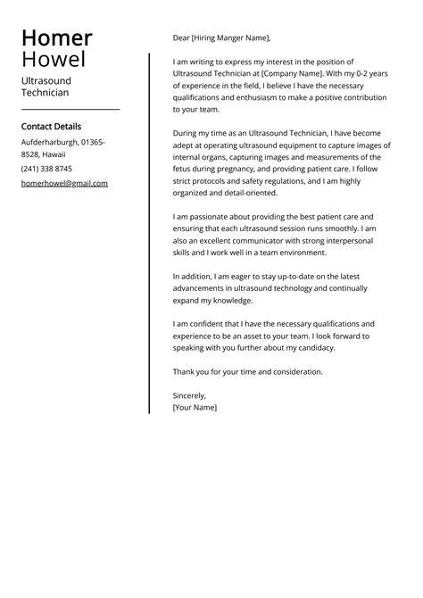 Ultrasound Tech Cover Letter Examples And Writing Tips