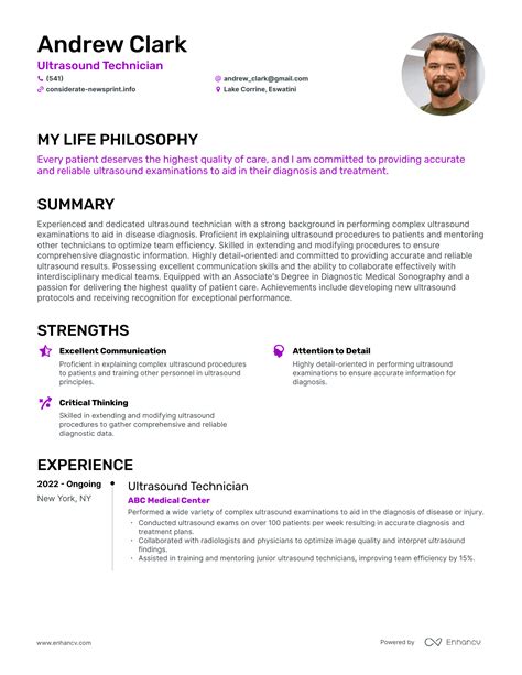 Ultrasound Tech Resume Example And Writing Guide