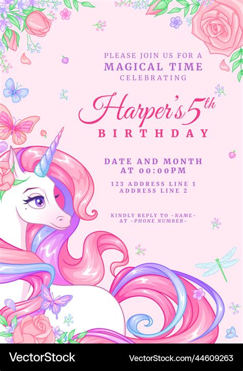 Unicorn Birthday Invitations Template Free Download