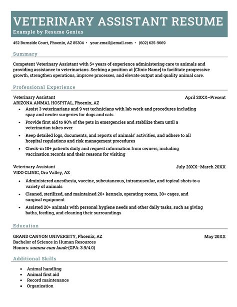 Vet Tech Resume Templates: Create A Winning Veterinary Profile