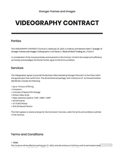 Videography Contract Template For Freelancers And Businesses