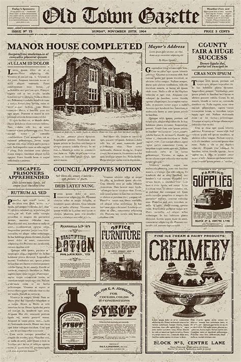 Vintage Newspaper Template Design For Authentic Look