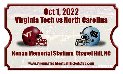 Vt Hokies Vs Unc Tar Heels Football Tickets On Sale