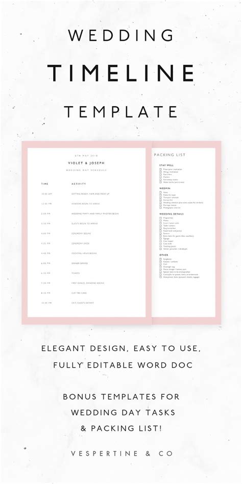 Wedding Day Timeline Template Word: Plan Your Big Day