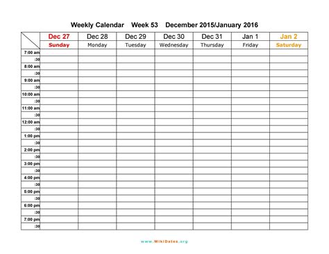 Weekly Calendar Template Word Download And Print Free