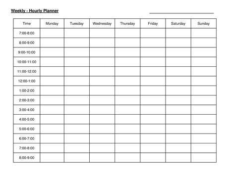 Weekly Hourly Planner Template For Productive Scheduling