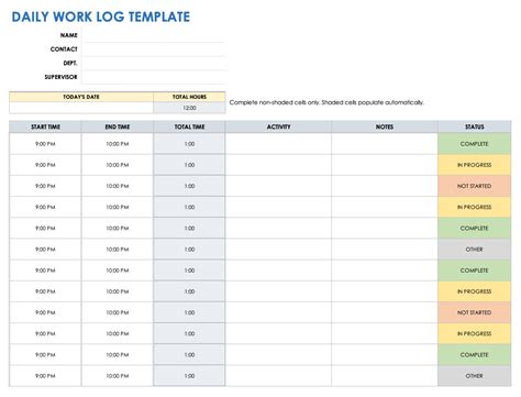 Work Log Template Excel Download Free And Easy