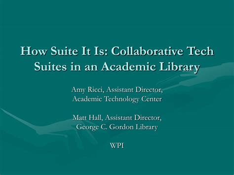 Wpi Library Tech Suite: Boosting Academic Success